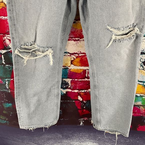 Agolde 90's Mid Rise Loose Fit Jeans Button Fly Distressed Size 30 - Picture 10 of 16